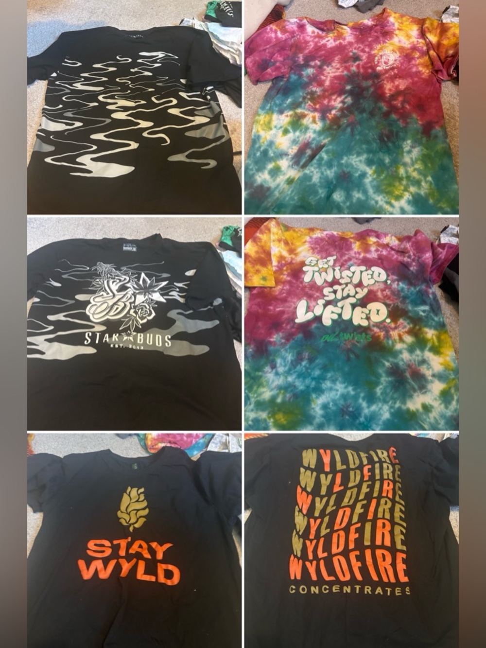 Dispo shirts many brands fits sizes M-L 
Shorts and leggings are xs-s.